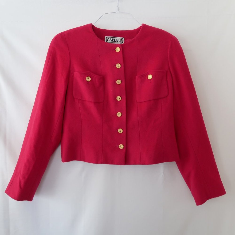 Carlisle Pink Wool Cashmere Cropped Blazer
